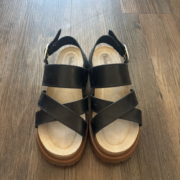 Black Timberland Straps Sandals with Brown Soles Size 6 - Picture 3 of 7